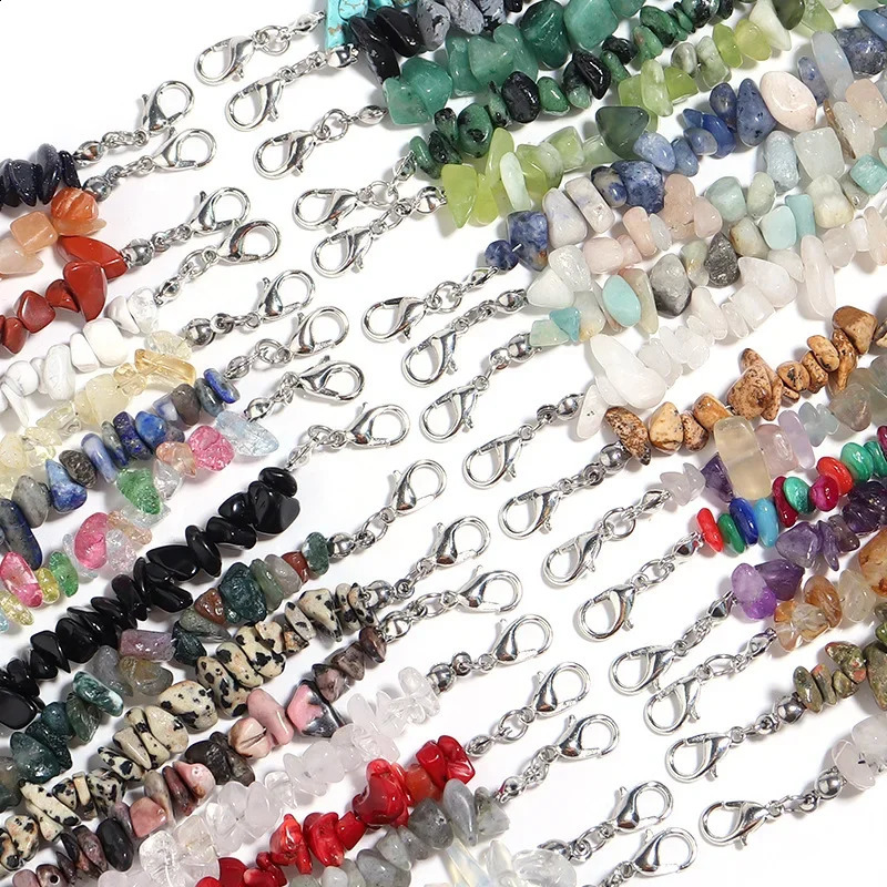 10pc irregular natural gemstone bracelet chip beads fluorescent amethyst quartz bracelet 241018