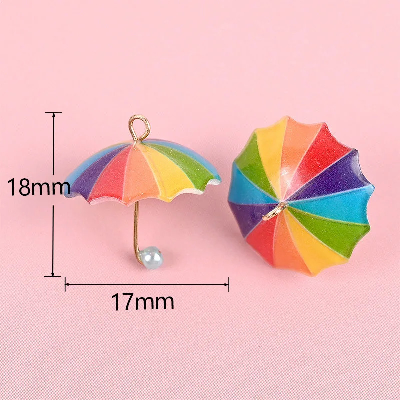 6pcs Simulation Umbrella Resin Earring Charms Diy Doll House Decor Funny Keychains Necklace Pendants Handmade Jewelry Accessory 241010