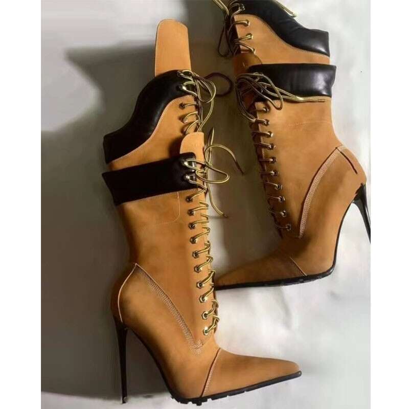 2024 new pointed thin super high heel double-layer strap fashion show plus knee length boots for women