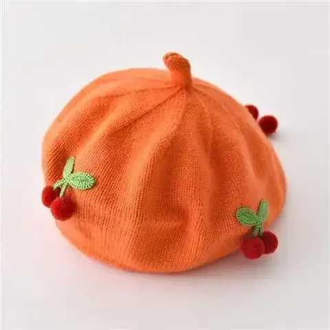 Fashion Baby Hat Solid Color Flower Girls Warm Beret Vintage Knitted Beret Hat Kids Autumn Winter Children Artist Painter Cap LX241018