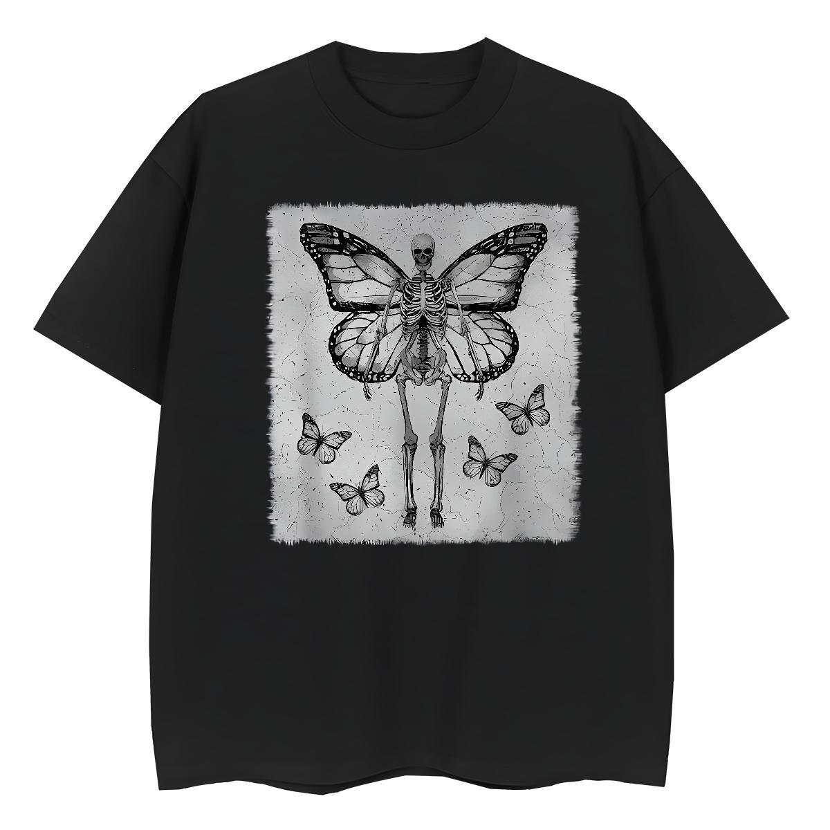 Fashion New T Shirts Women 230g Pure Cotton Breathable Short Sleeve Casual Beach butterfly Couples T Shirts Nice DIY Printed Top Tees