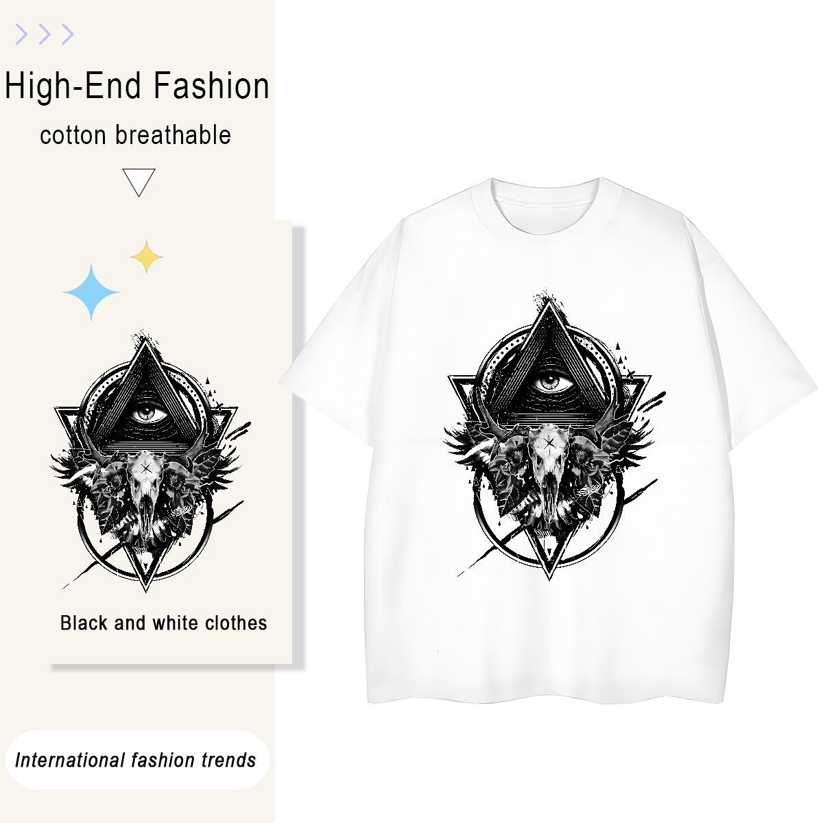 Custom Womens T Shirts 100% Cotton 230g Short sleeve Soft Sports Casual eye of the devil Tshirt for Man Woman Loose Customized Tshirts