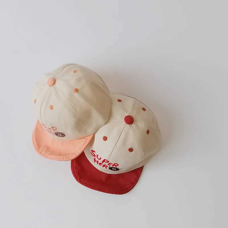 Cute Baby Summer Hat Letter Bear Embroidery Infant Boy Girl Baseball Cap Korean Casual Patchwork Toddler Peaked Caps LX241018