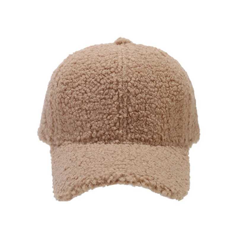 Lamb Wool Baseball Caps for Women Men Winter Warm Thick Peaked Hat Korean Curved Brim Visors Outdoor Sports Solid Color Golf CapX241018