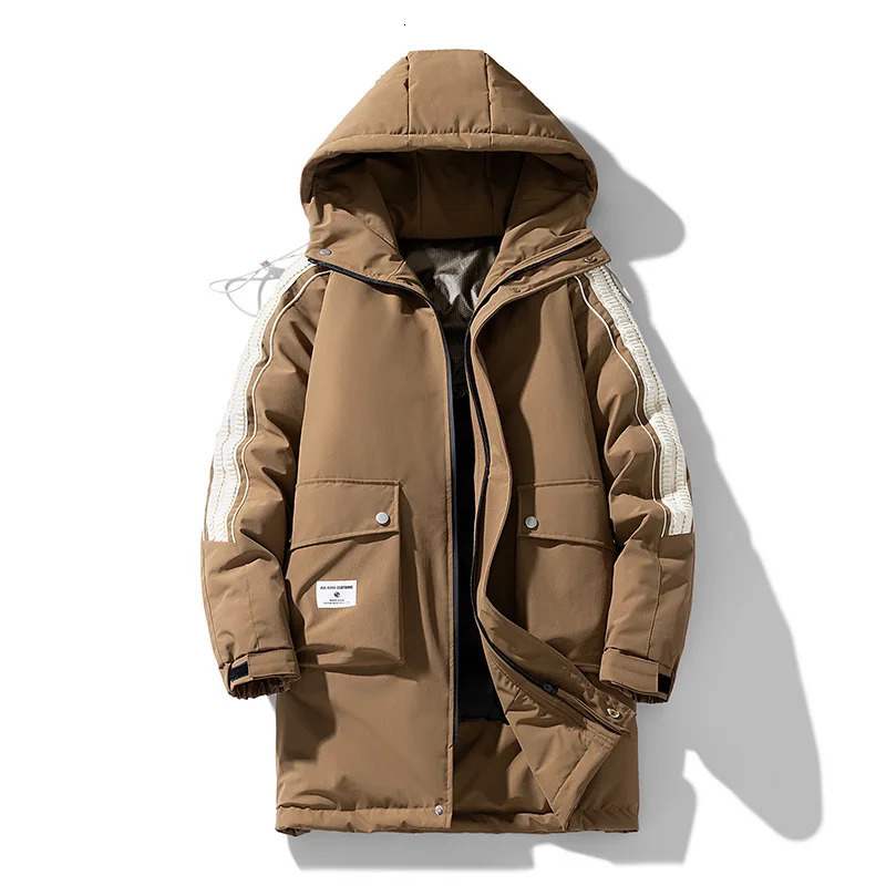 Winter Long Down Jacket For Mens Casual Hooded White Duck Warm Coat Clothing 8XL 241018