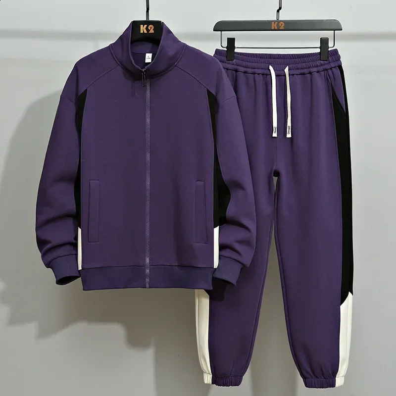 Spring Tracksuits Men Set Casual Hooded Jacket Pants Corduroy Sweatshirt Sportswear Coats JacketPant Suits 241017