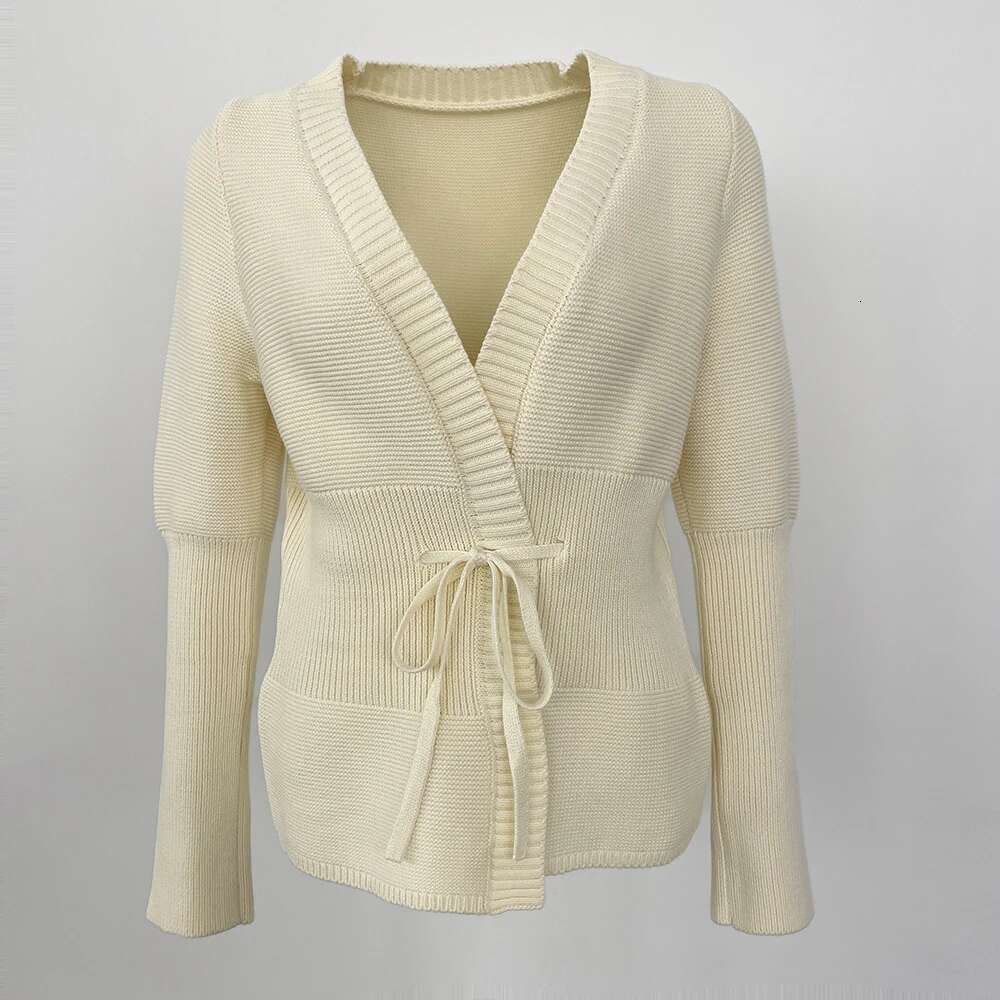 2024 New Fashion Casual Spring Autumn Jacket Women Warm Elegant Knitwear Coat Female Office Lady Knit Belt Sweater