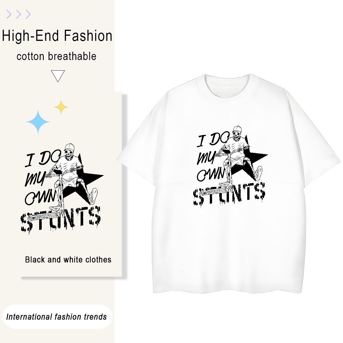 Fashion New Women T Shirts 230g 100% Cotton Round Neck Short Sleeve Sports Casual skull Womens Tshirts Lady Floral Print Wear