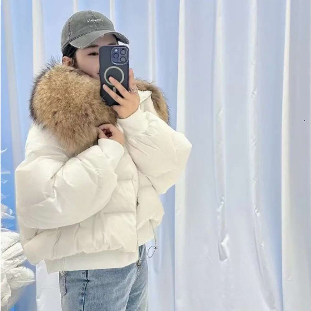 Real Coat Raccoon Collar Fur 2024 Large Puffer Fashion Outerwear Winter Women Short Thick Warm Duck Down Jacket