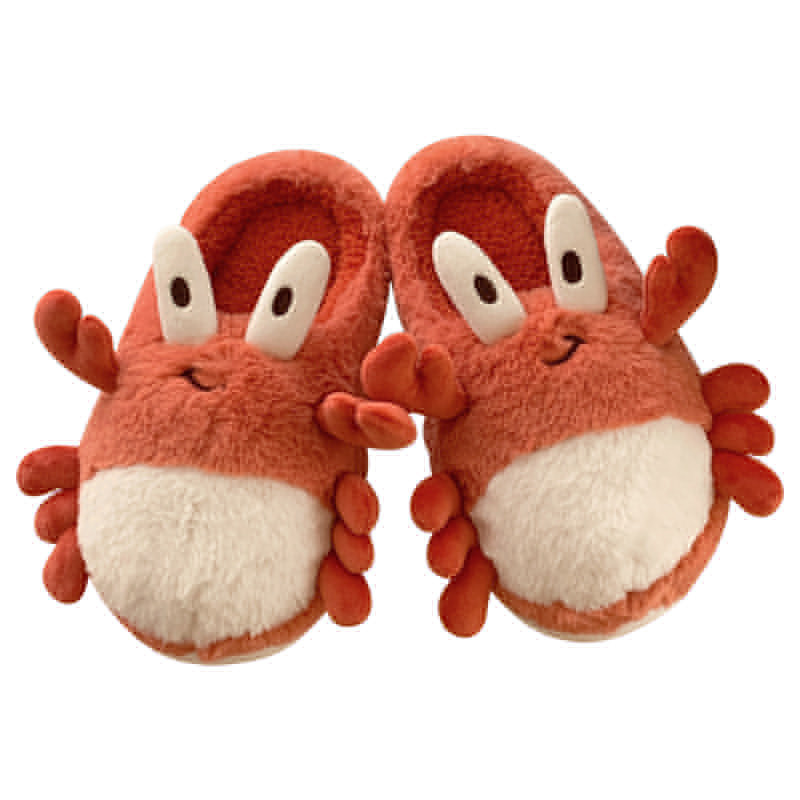2024 New Fashionable Home Designer Casual Bedroom Soft Soled Woolen Shoes For Women Fun And Cute 3D Crab Cotton Slippers Free Shipping