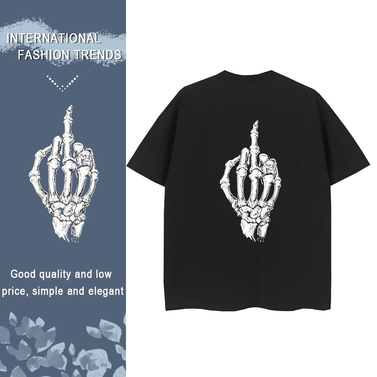 New Women T Shirts 230g Cotton Crew Neck Street Casual skull Woman Tshirt Unisex Custom Printing Tops Tees