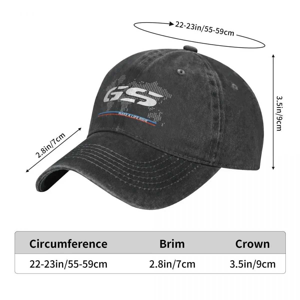 GS World Map Summer Cap Hats Dad Baseball Caps Casual Motocross Race Baseball Hat Washed Denim Outdoor CasquetteX241018