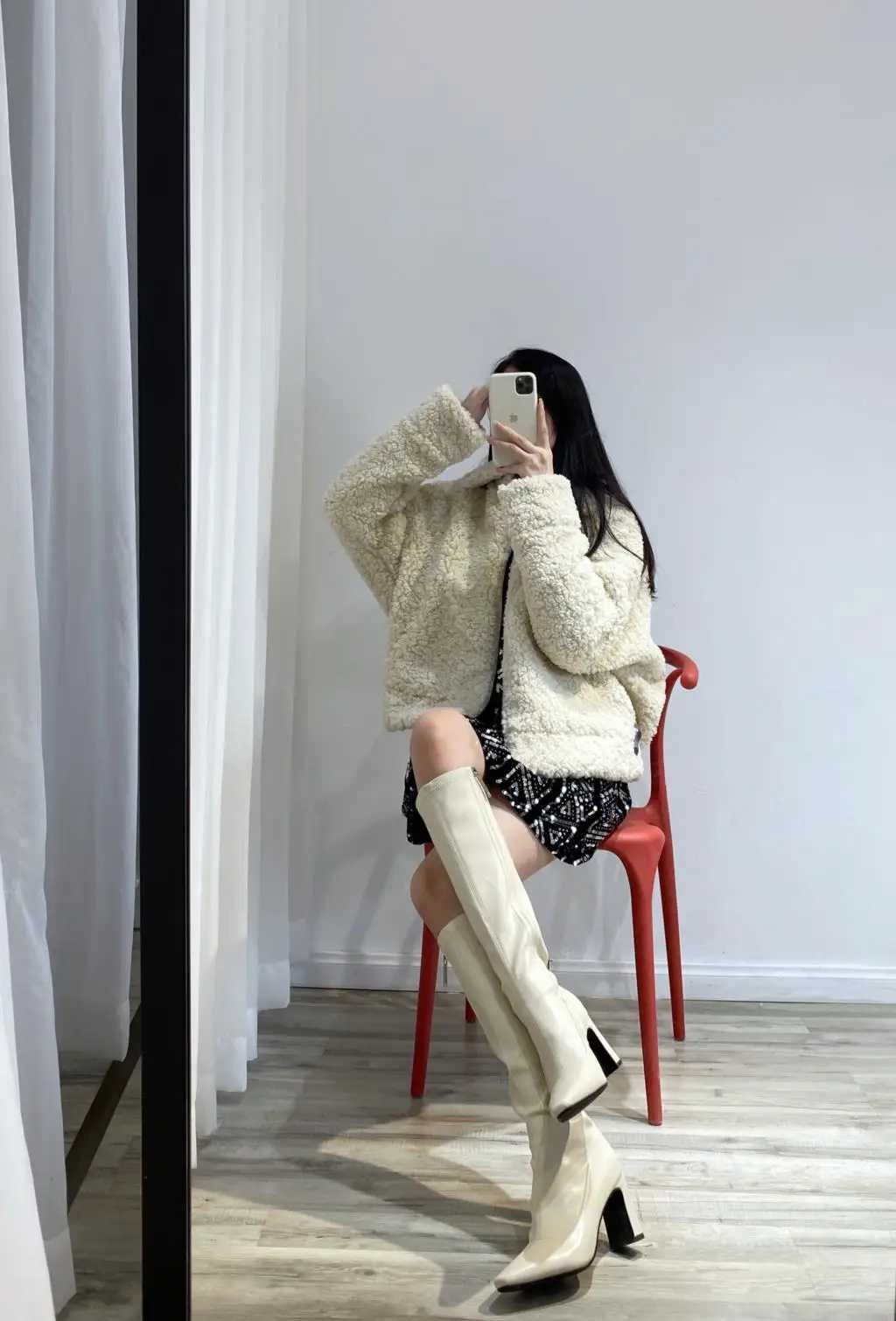 New womens autumn/winter new warm lamb wool cashmere coat short loose jacketX241018