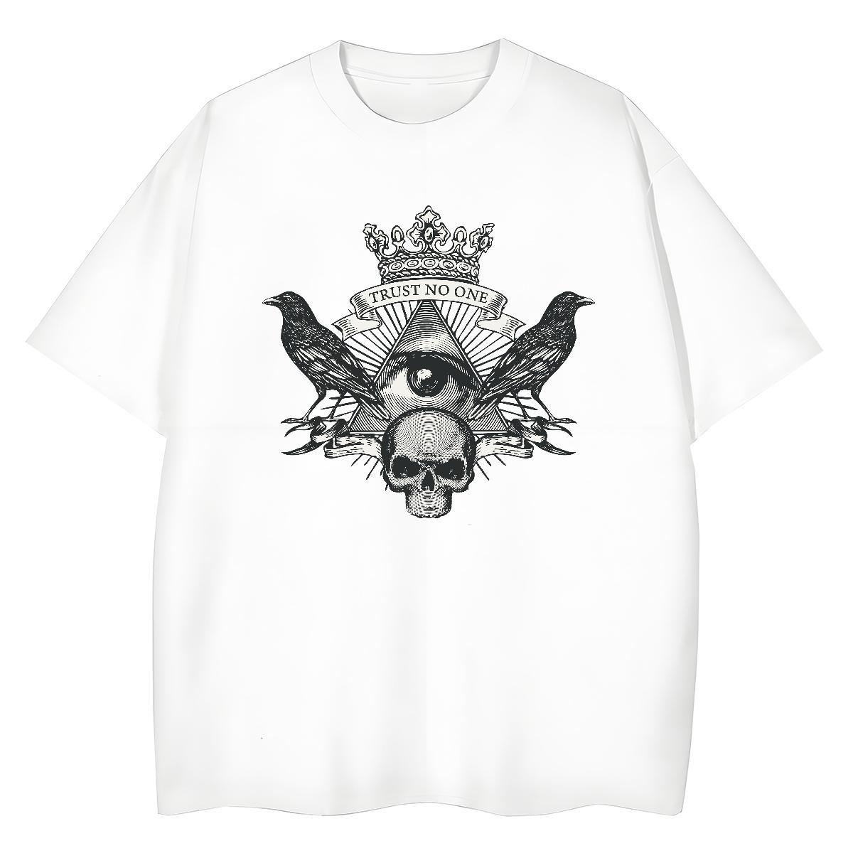 2024 Casual Woman T Shirts 100% Cotton 230g O Neck Short Sleeves Sports Street Wear skull Couples T Shirts Free Shipping Oversized Clothes Shirt