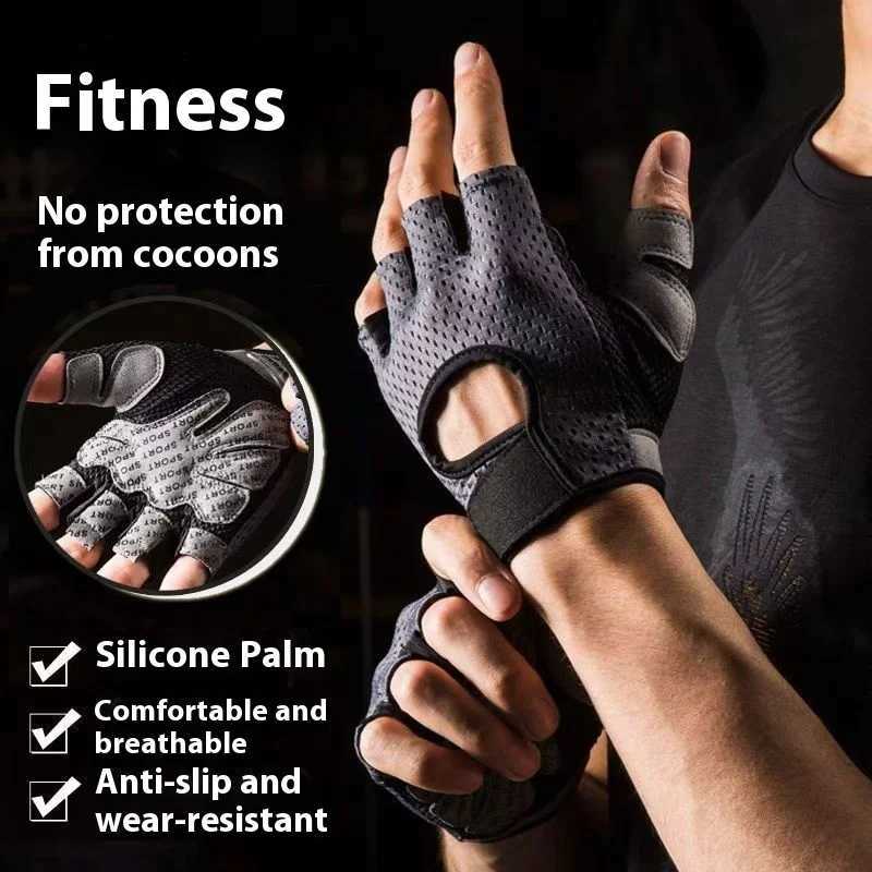 Anti slip and breathable half finger yoga gloves motorcycle gym training gloves elastic impact fitness bicycle womens glovesW241018