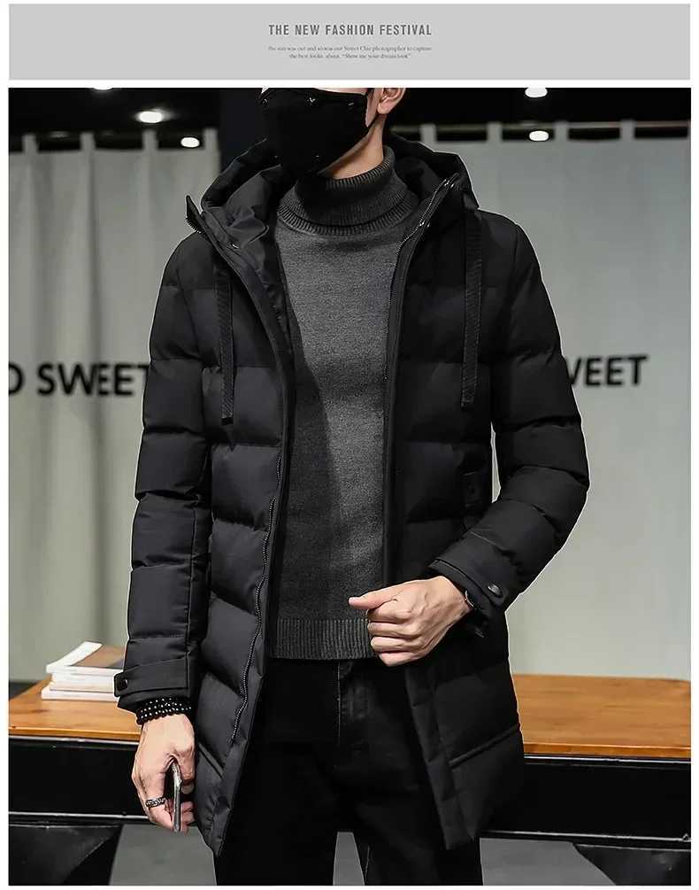 2024 Winter Mens Down Jacket Hooded Fashion Long Down Coats Men Thick Windproof Waterproof Warm Brand Mens Long Parkas LX241018