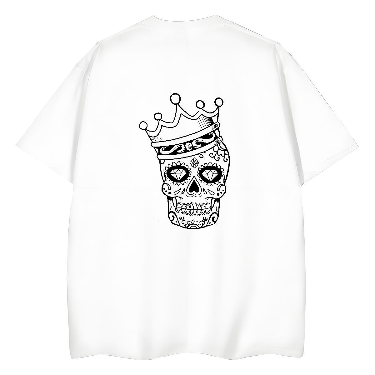 2024 DIY Womens T Shirts 230g 100% Cotton O-Neck Short Sleeve Casual Sport skull Womens Tshirts Lady DIY Printed Tops Tees