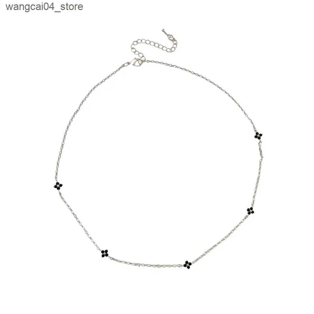 Chokers 925 silver zircon clover 18K chain necklace suitable for fashionable women classic exquisite jewelry minimalist accessories L240910