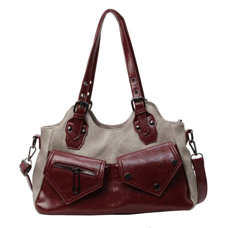 Fashion Color blocked Large Capacity for Women 2024 New Simple Women's Shoulder Versatile Tote Bag #40 f5ec6
