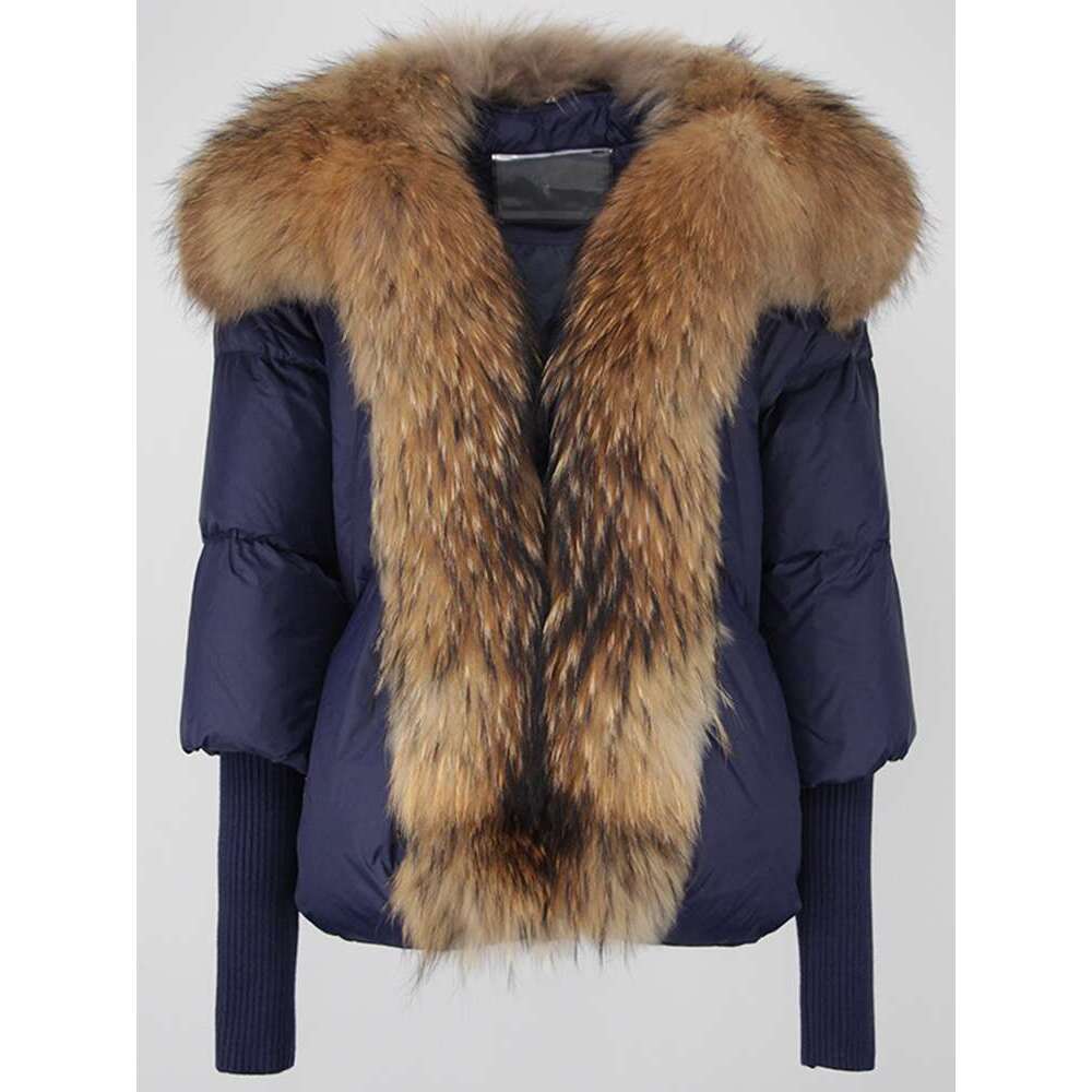 Loose Natural Real Fox Fur Collar Coat Thick New European Fashion White Duck Down Jacket Winter Women Warm Outerwear