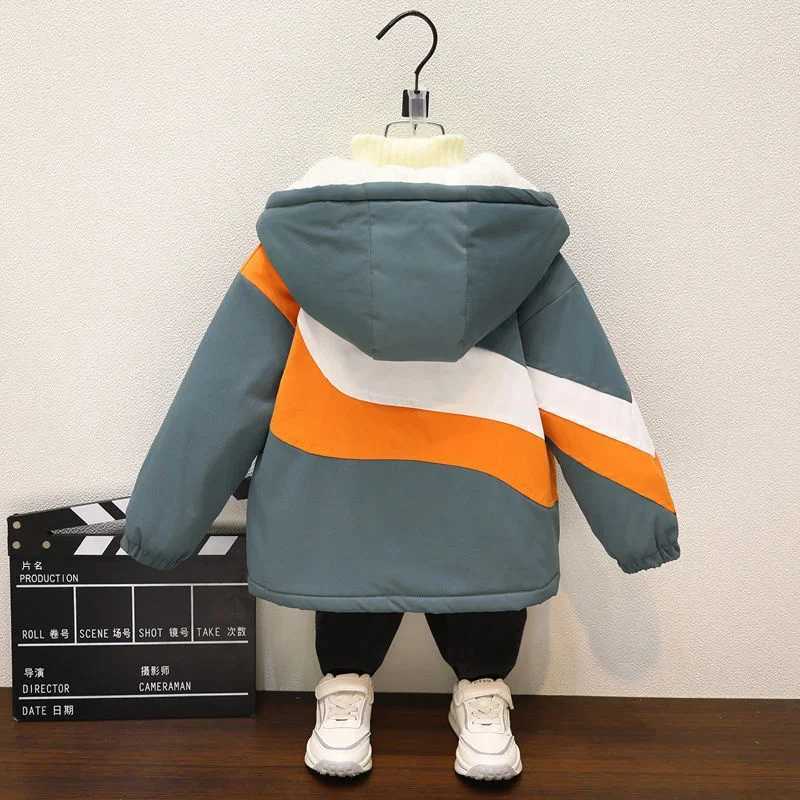 Boys outerwear cotton zipper warm and velvet thick winter childrens clothing M241018