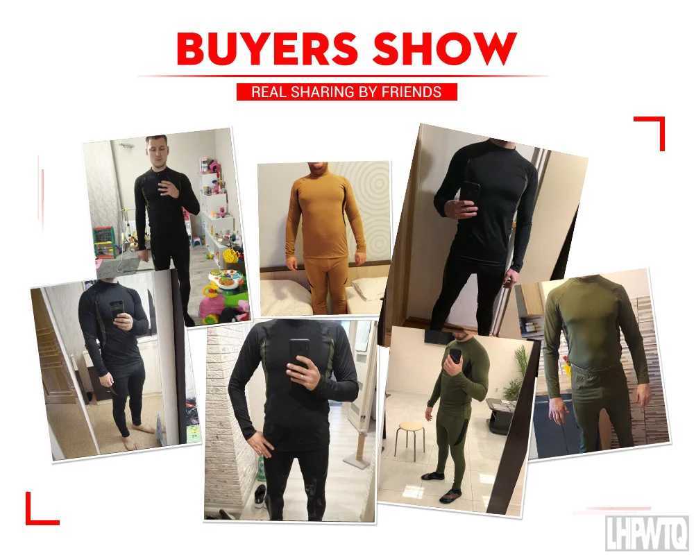 Men's Thermal Underwear High quality winter new hot underwear mens suit compression flce sweater quick drying hot underwear mens clothing Y241018