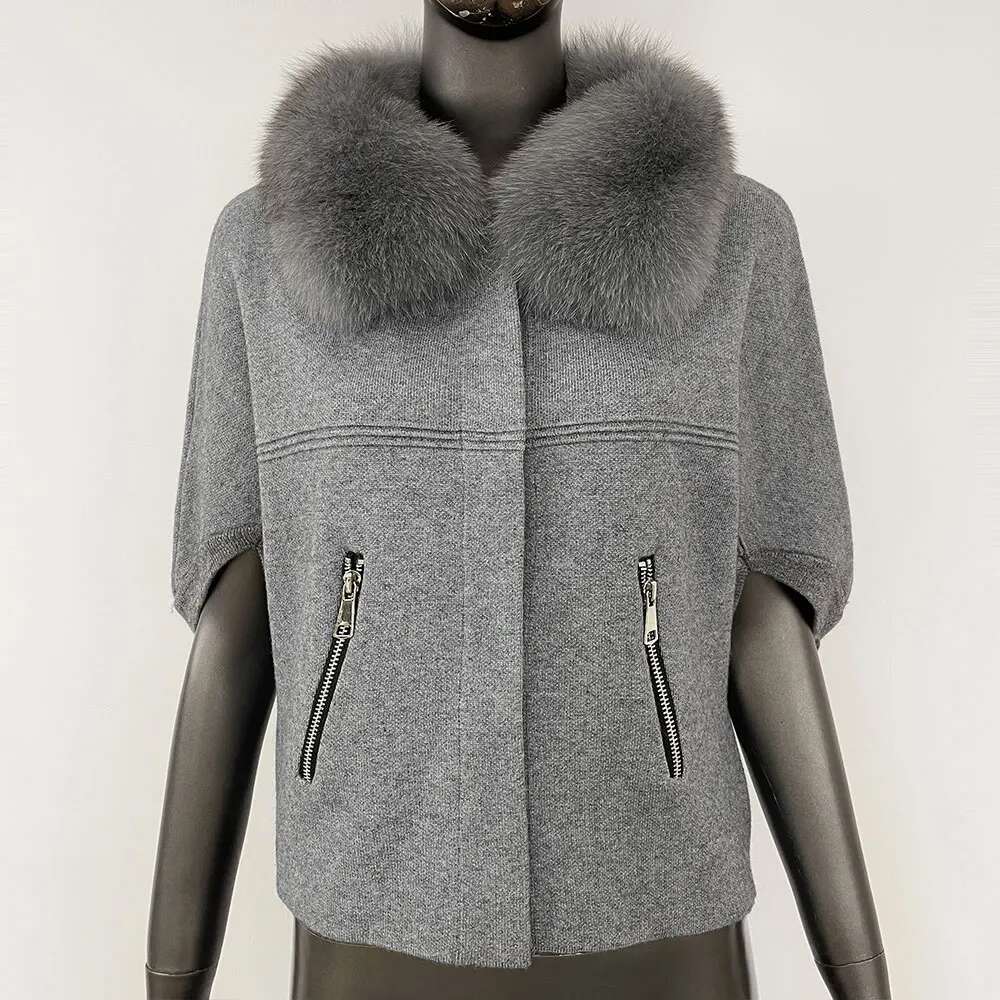2024 European Fashion Knitted Sweater Real Cardigan Natural Fox Fur Jacket Clothes For Women Autumn Winter Outerwear