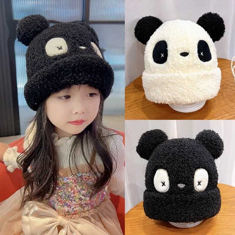 Childrens Panda Hats Autumn Winter Thicken Caps for Boys Girls 2024 Knitted Kids Warm Windproof Kids Hat Baby Accessories LX241018