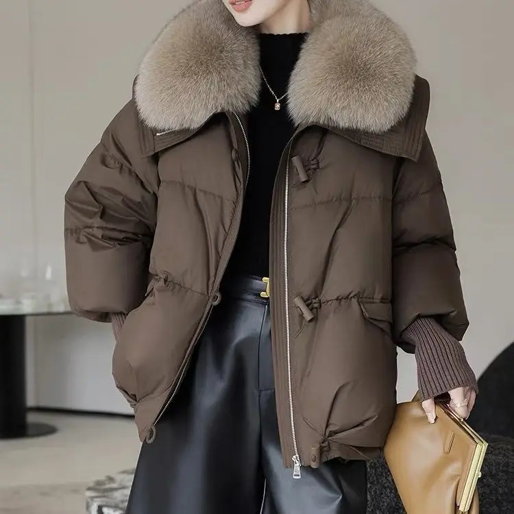 Winter Warm Goose Down Jackets Natural Real Fox Fur Collar Puffer Women Thick Female Streetwear Coats XK28 241018