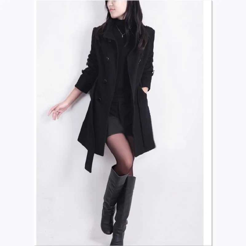 winter woolen coat with belt women new ladies autumn new Slim long sleeve woolen coats chic overcoatX241009