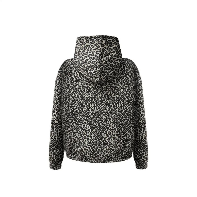 Traf women 2024 Leopard Print Hoodies Women Y2k Streetwear HipHop Harajuku Cheetah Print Hooded Sweatshirt Vintage Autumn Winter 241017