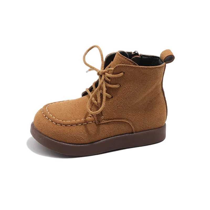 Boots British Style Childrens Boot for Boy Side Zipper Girl Winter Boots Fashion Causal Solid Color Kids Versatile Ankle Cotton Boots H241018