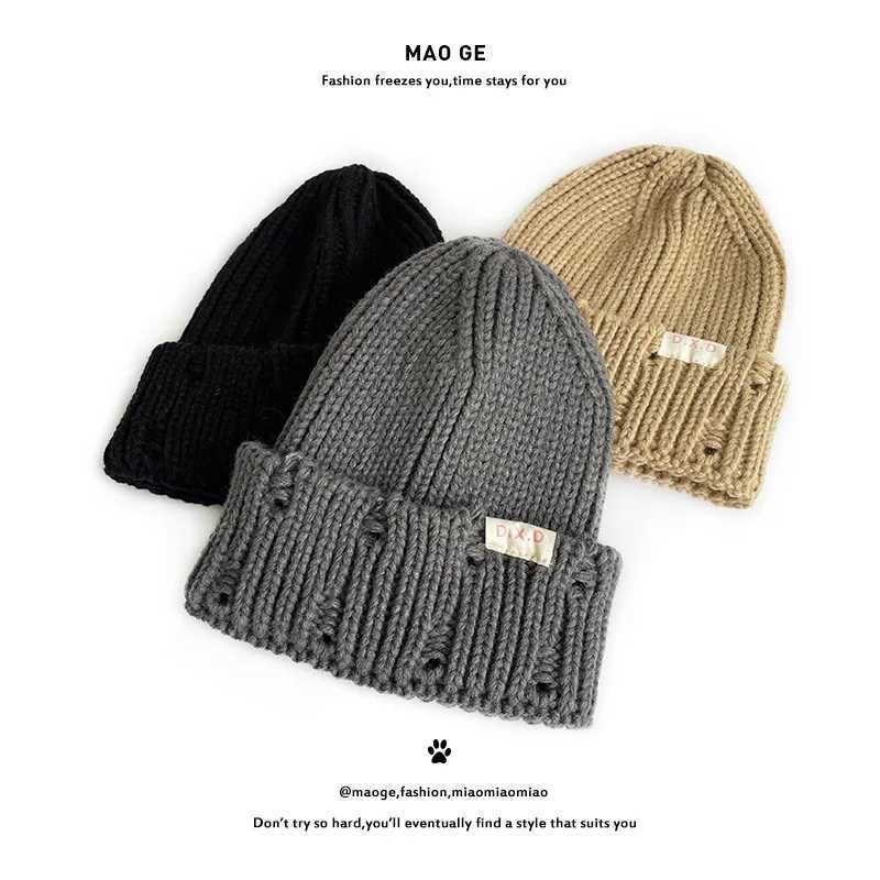 Kids Knitted Hats New Childrens Hat Autumn Winter Fashion Letter Pullover Caps for Boys Girls Baby Woolen Hat Warm Accessories LX241018