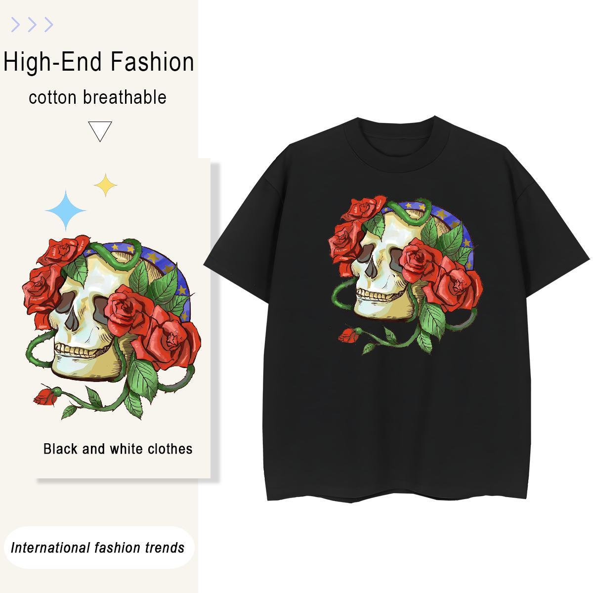 2024 Designer T Shirt For Woman 230g 100% Cotton O-Neck Short Sleeve Home Outdoor skull Tshirt for Man Woman Loose fit Oversized L-4XL Tops