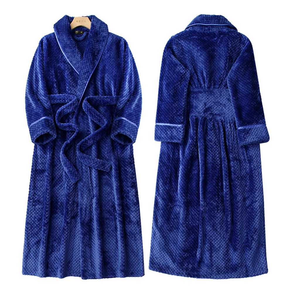FZSLCYIYI Winter Flannel Couple Long Robe Sleepwear Warm Coral Fleece Kimono Bathrobe Nightwear Loose Home Wear LoungewearXJ241018