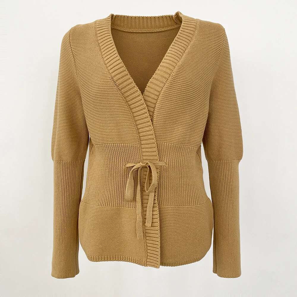 2024 New Fashion Casual Spring Autumn Jacket Women Warm Elegant Knitwear Coat Female Office Lady Knit Belt Sweater