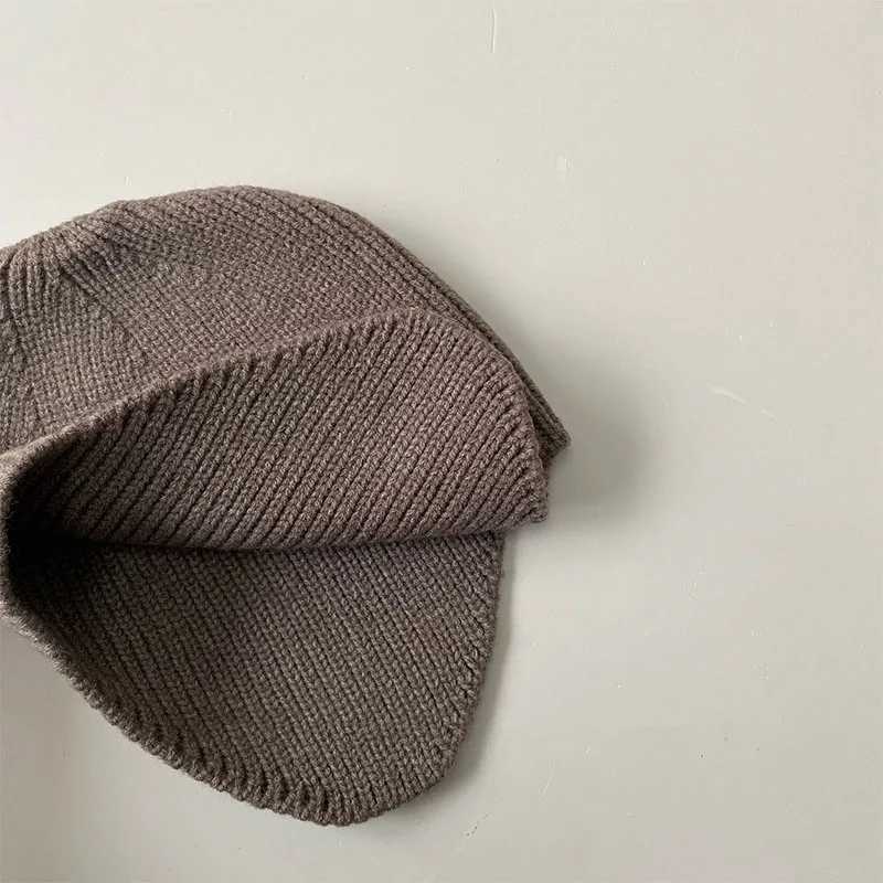 Korea Solid Color Baby Beanies Soft Baby Bonnet Cap Kids Knitted Hats Autumn Winter Baby Hat New Born Photography Props LX241018