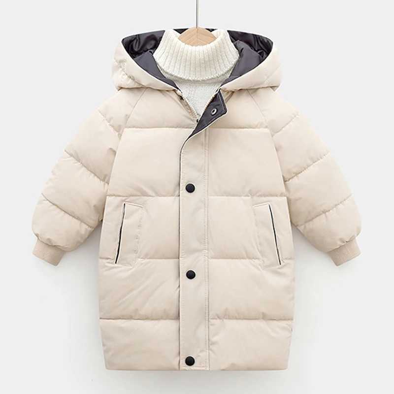 Winter girls jacket long style solid color thick warm hooded jacket suitable for 3-10 years M241018