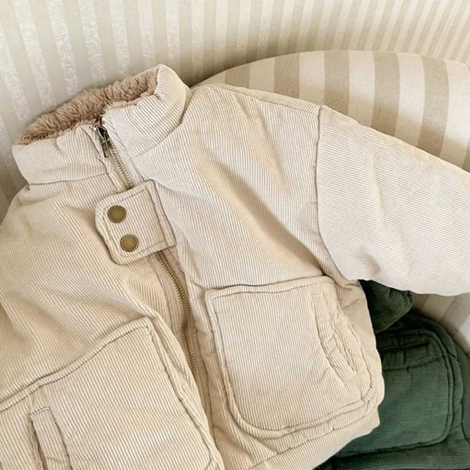 South Korea Winter Stand up Collar Jacket Baby Fashion Ruffle Warm Jacket Cotton Jacket Boys Clothing Baby Clothing M241018