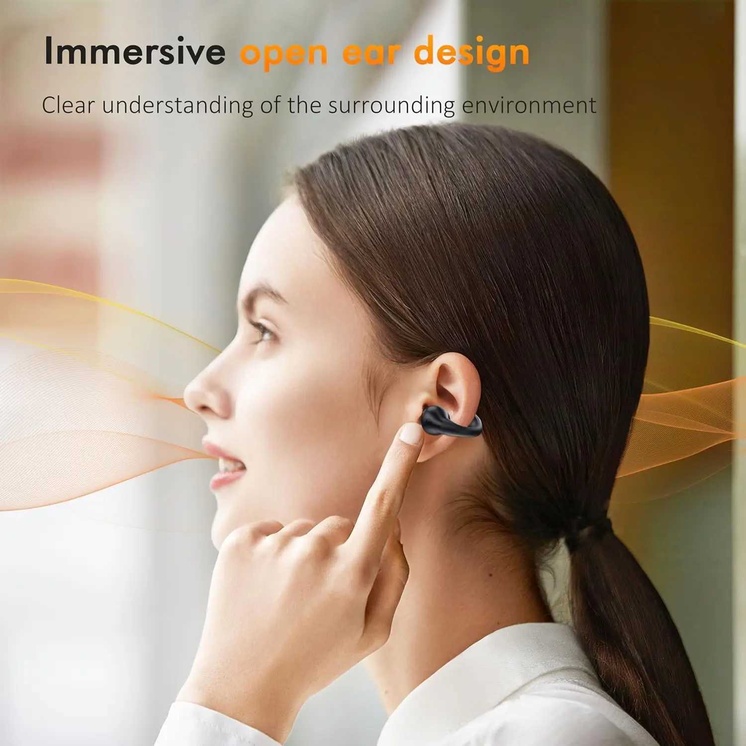 Headphones Open Ear Bone Conduction Headphones Wireless Earbuds Bluetooth 5.3 Clip On EarBuds with HD Call Microphone Sport Earphone Z250210