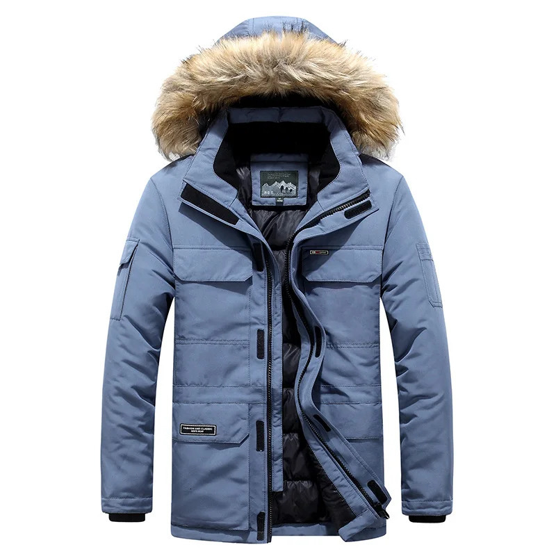 Male Keep Warm Fur Collar White Duck Down Winter Jacket 30 Degree Parkas Men Windproof Hooded Thicken Multipocket Coat 241018