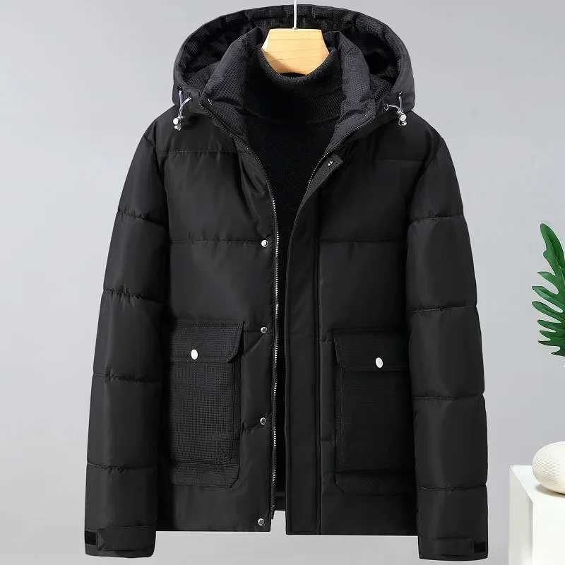 Winter high-end mens down cotton clothes short new middle-aged and young people thickened jacket hooded cotton clothes LX241018