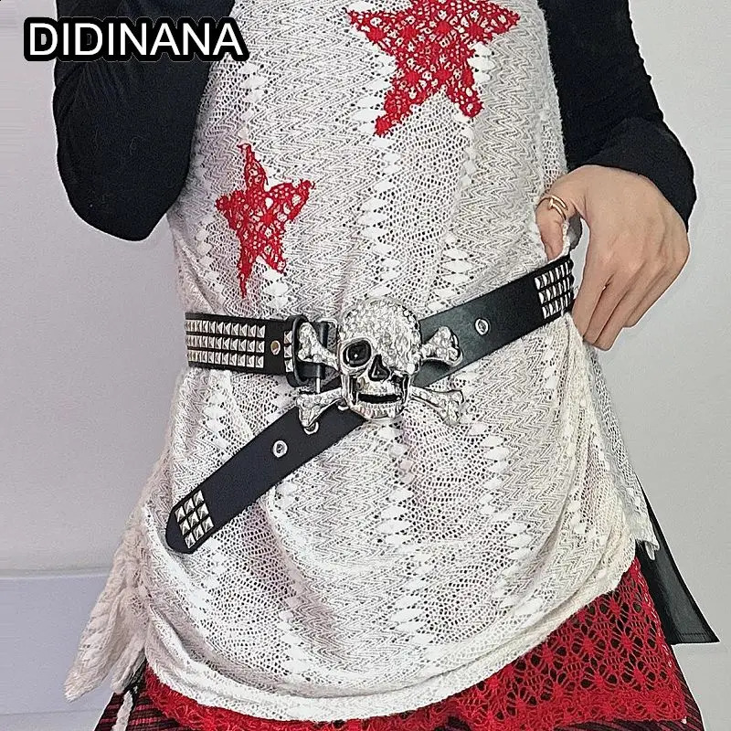Womens Y2K Womens Gothic Punk Pendant Riveted Hairy Belt Western Cowboy Belt Womens Hip Hop Steampunk Belt 241018
