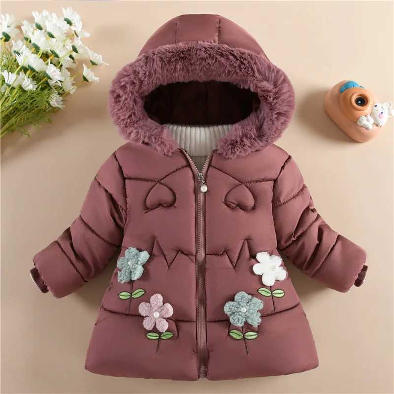 Childrens winter clothing for girls thick cotton jacket cute little girl foreign style wearing cotton padded jacket M241018