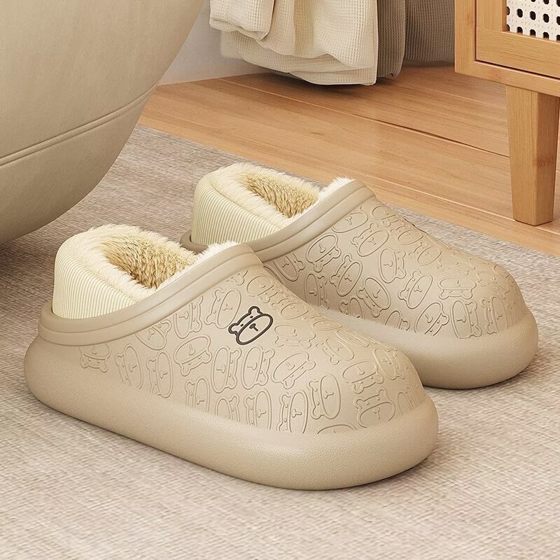 Plush Slippers: Thick Bottom, Warm, Cozy Baotou Cotton Home Slippers for Indoor & Outdoor