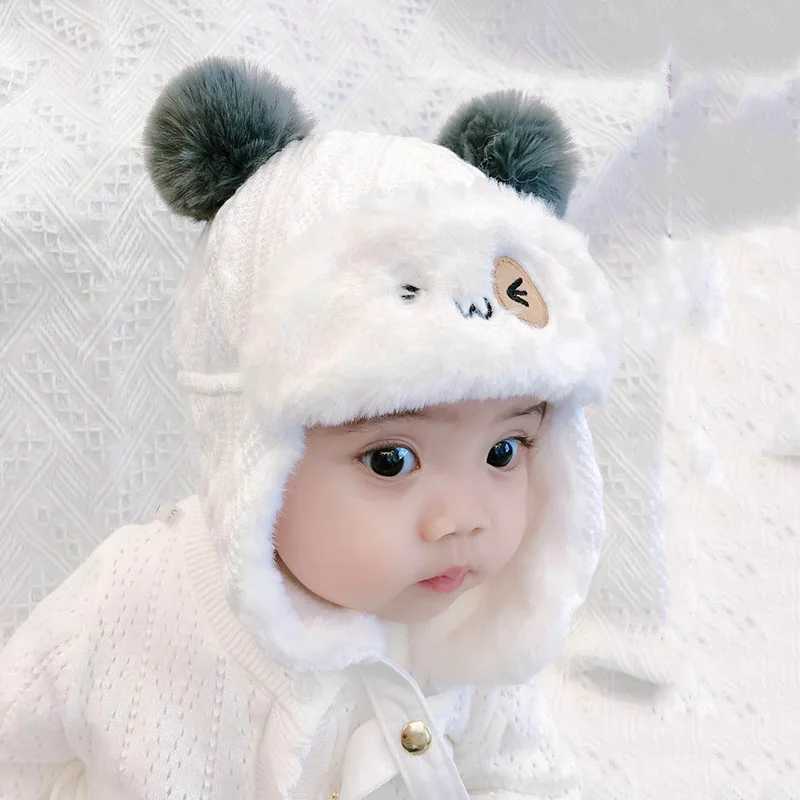 Cute Baby Plush Hat Autumn Winter Warm Cap Infant Boys Girls Bonnet Solid Kids Warm Earflap Hat Toddler Accessories LX241018