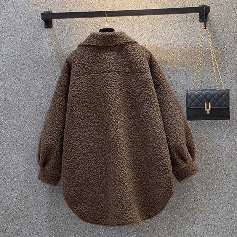 Winter Clothes Women Jackets for Women Lambwool Coat Korean Fashion New in Loose OverSize Thick Parkas Long Sleeve Top CoatsX2410