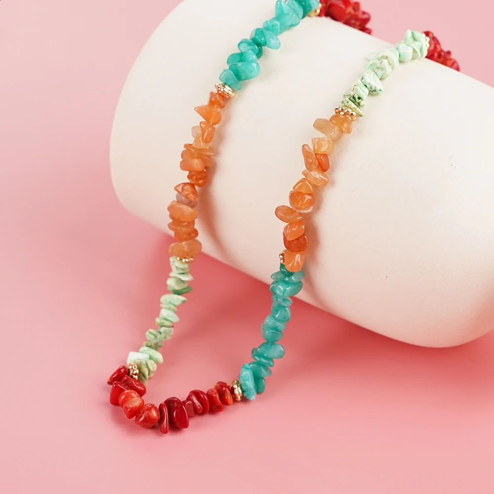 Color Irregular Natural Stone Natural Pearl Pendant Handmade Pearl Necklace Womens Seaside Vacation Party Accessories 241018