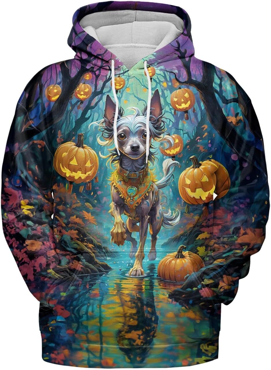 Hoodie for Mens Womens Dog Hoodies For Women 3D Print Pumpkin Hooded Dog Halloween Sweatshirt Animal Hoodie Graphic Hoodies sweatshirt Pullover Trend 