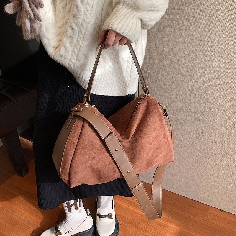Miyagawa Korean Version Niche Frosted Boston Commuting Bag 2024 Autumn/Winter New Fashionable Crossbody Tote Bags